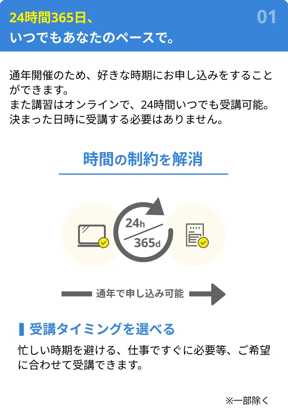 24時間365日、いつでもあなたのペースで。